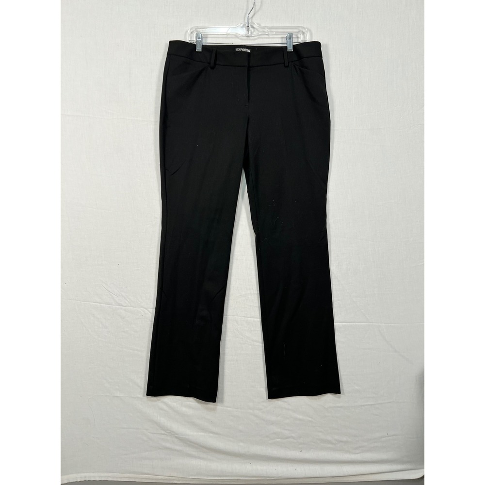 Express Editor Black Straight Leg Dress Pants Womens 12R Mid Rise Stretch Work